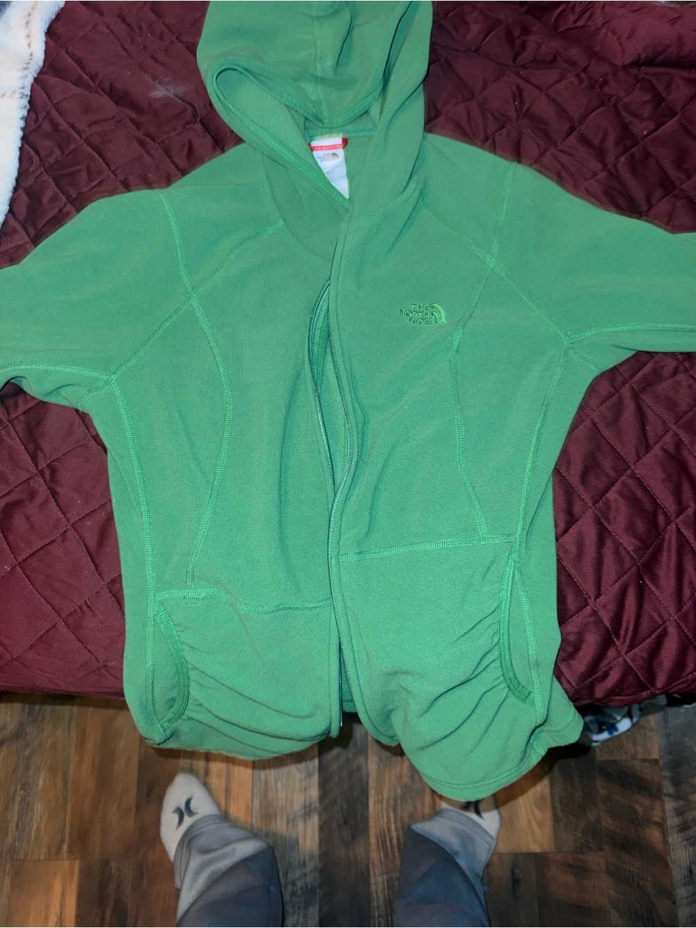 Women’s The North Face Bright Green Hooded One-Piece Fleece